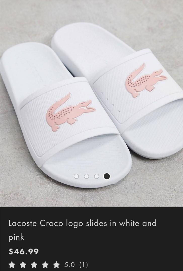 lacoste white slides