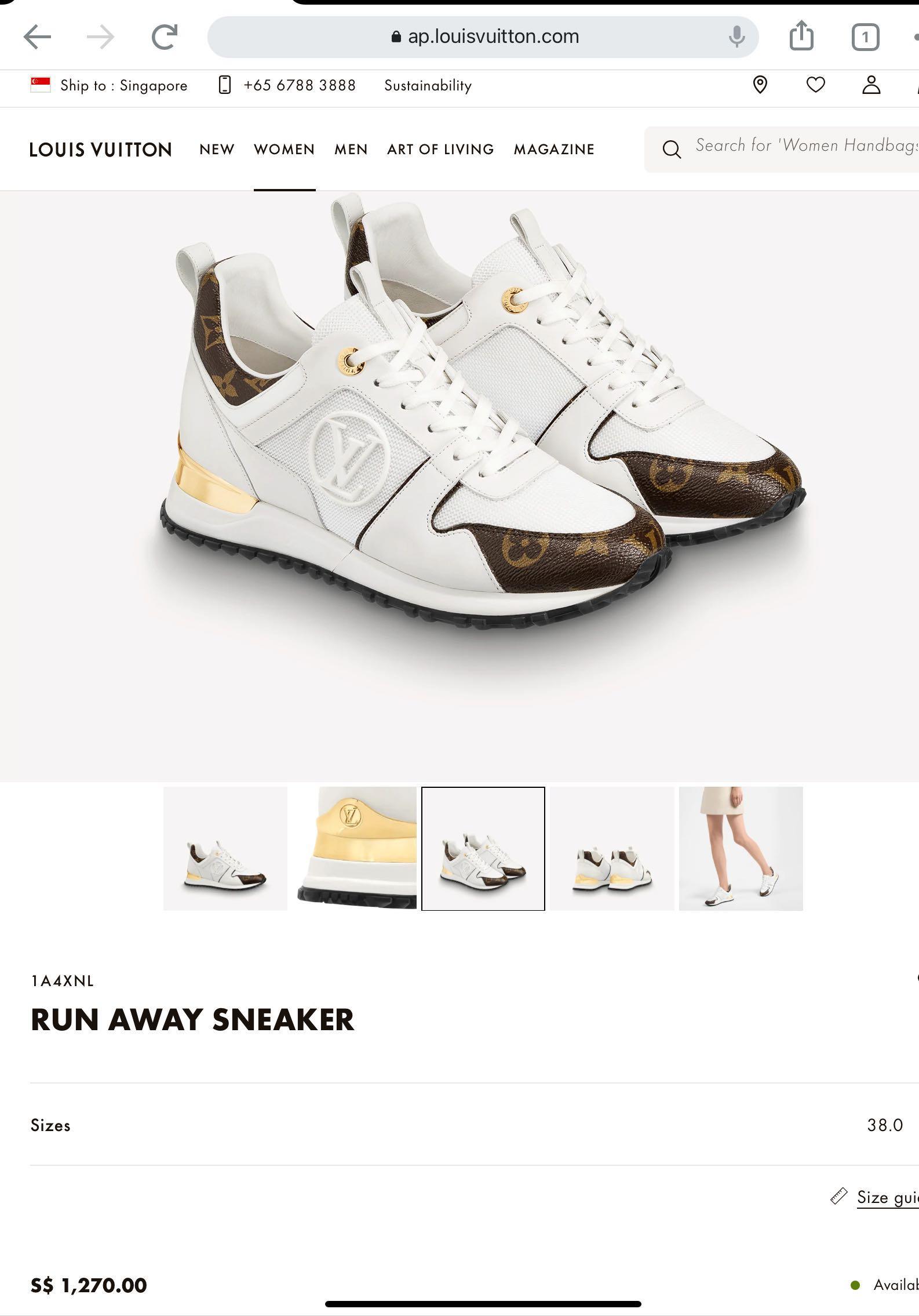 Louis Vuitton Run Away Sneaker White. Size 38.5