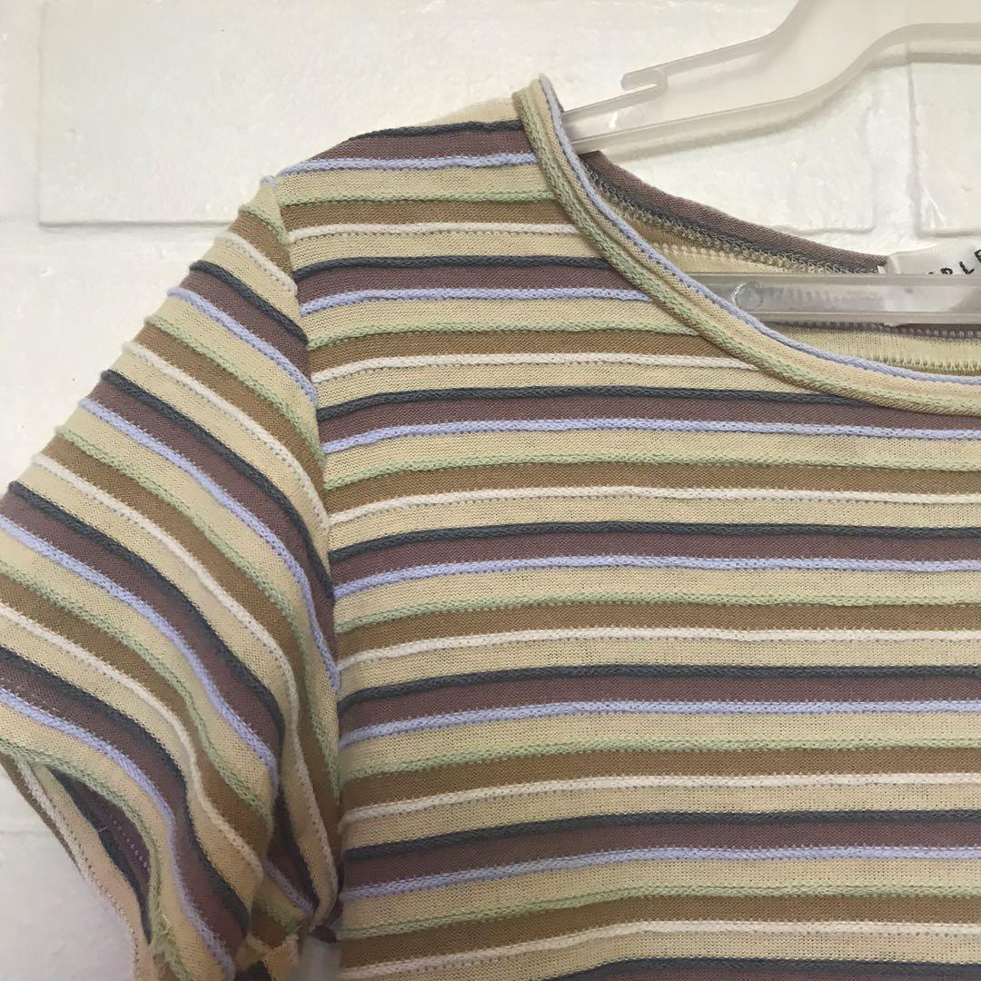 Multicolor Striped Baby Tee (Category: Others Tops) located in Quezon City. Submitted by abbycries (Listing ID 1049632255, Image 3). Description: fits xs-s nationwide shipping, shouldered by buyer 100% of sales will be donated to fundraisers for victims of Typhoon Ulysses.
