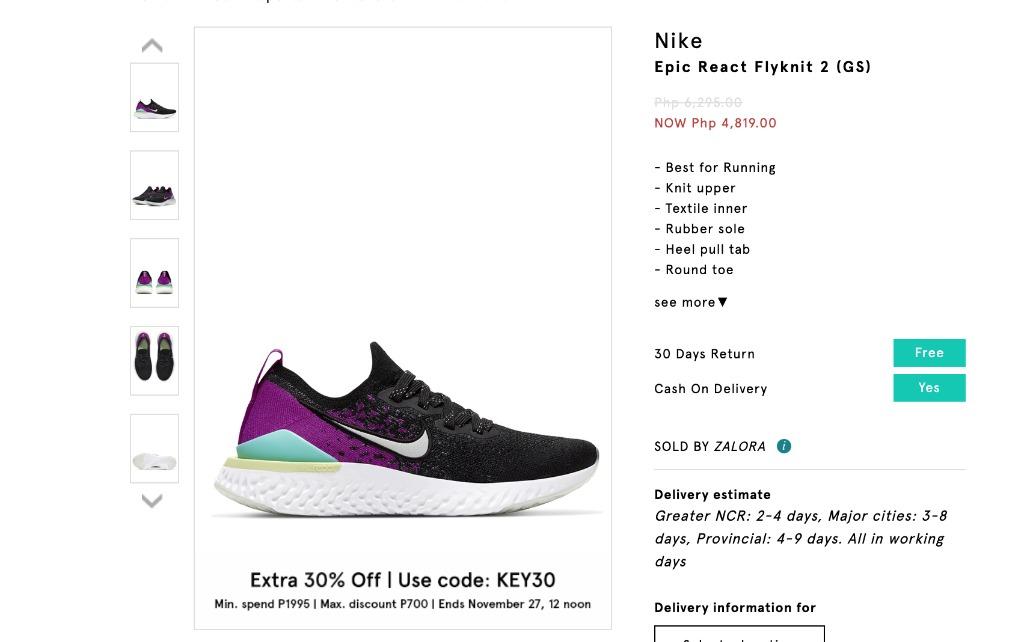 Nike epic react zalora deals
