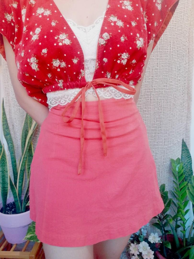 vintage rare floral corduroy cropped vest, Women's Fashion, Coats