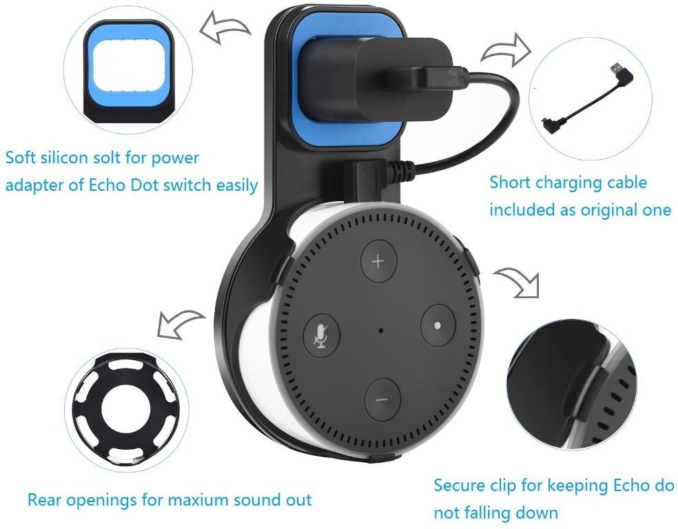 Outlet Wall Mount Holder Aikerui Alexa Echo Dot Stand Holder Hanger Plug In Mount Bracket Stand Compatible With Amazon Echo Dot 2nd Generation For Kitchens Bedroom And Bathroom Black Torn Packaging Electronics Others On