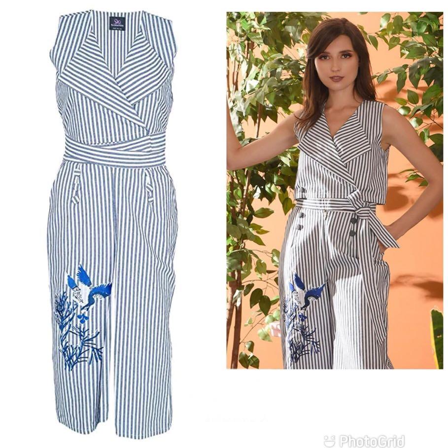 Plains \u0026 prints stripes jumpsuit, Women 