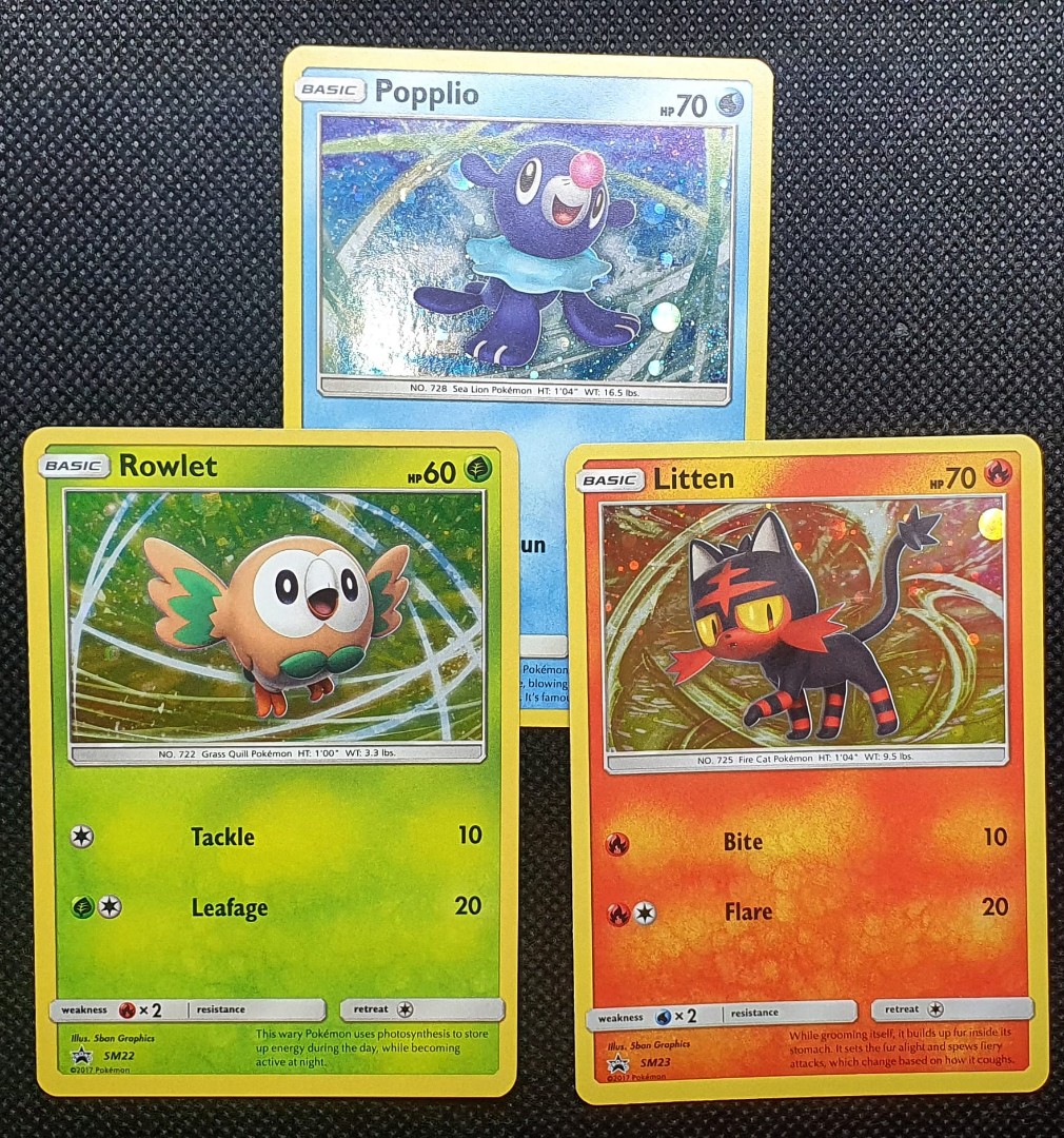 Pokemon pokémon Cards sun and moon starters promo cosmo holo, Toys & Games, Board Games & Cards