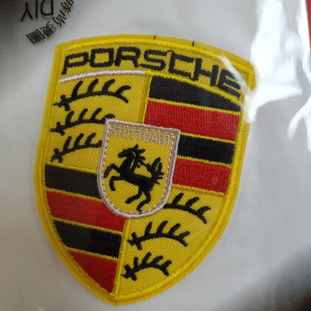 8cm Porsche Logo letters Embroidery Clothes Collar T shirt DIY TShirt ...