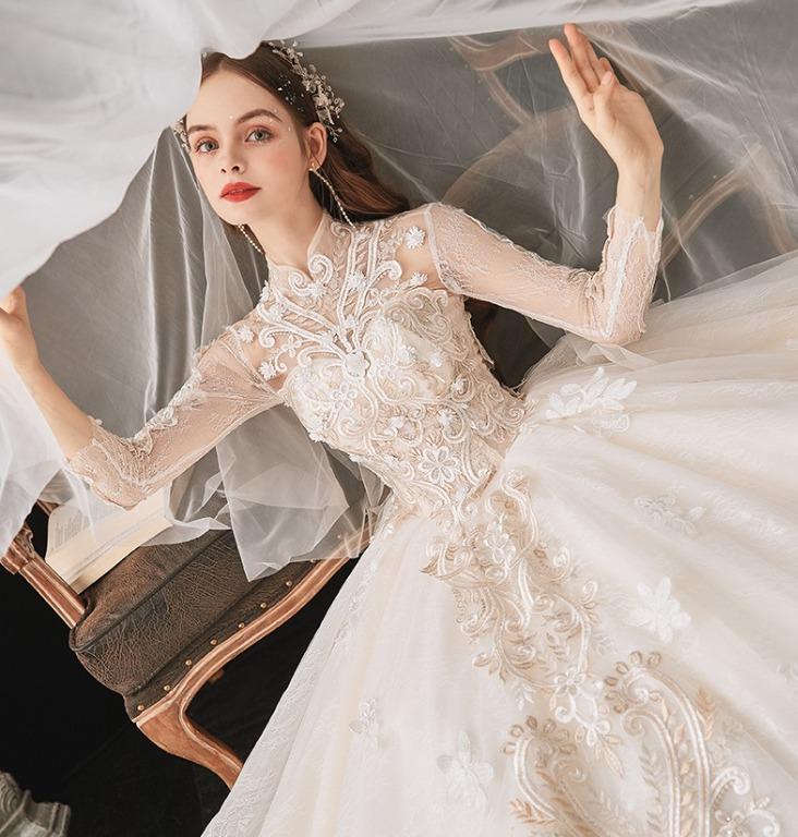 White cheongsam wedding dress store