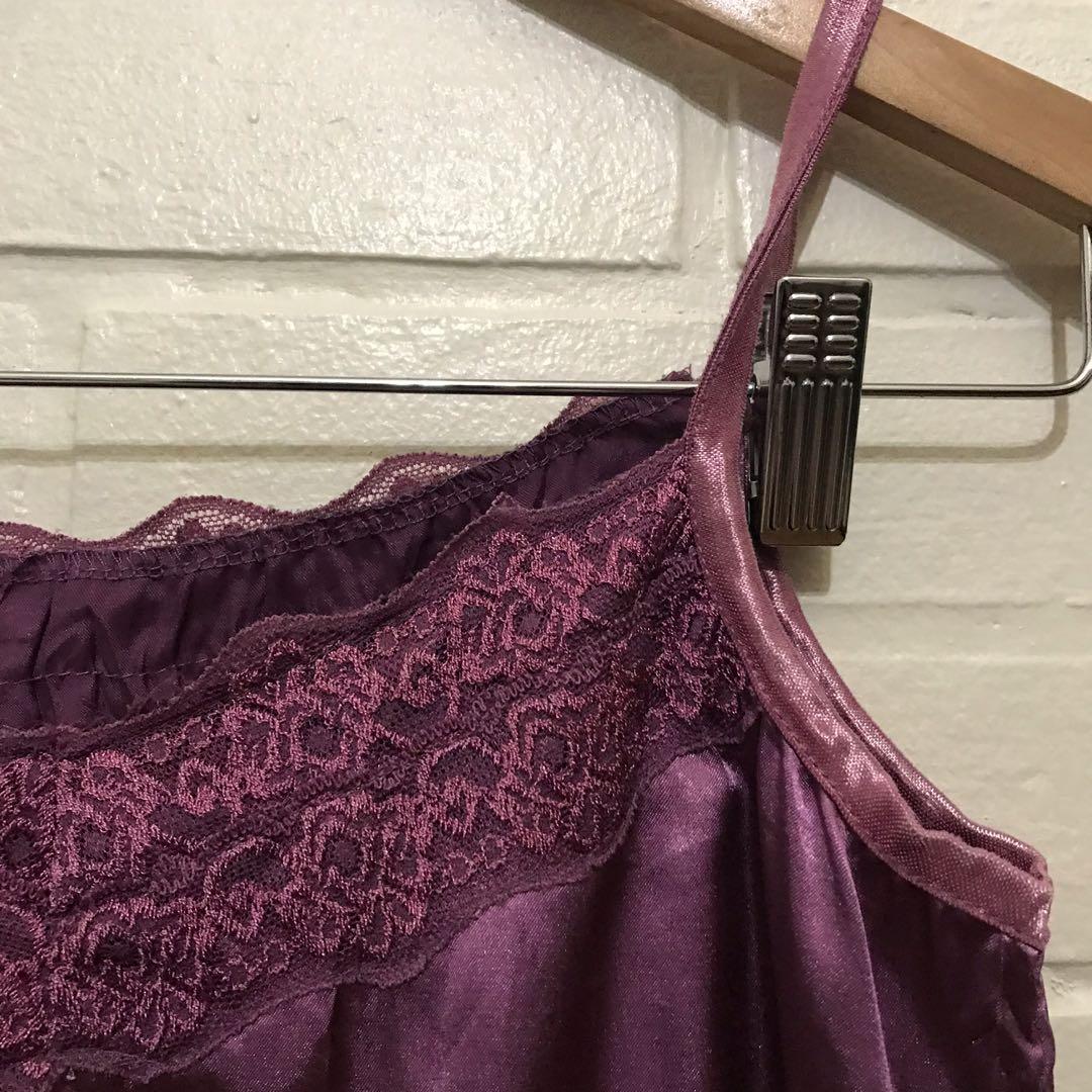 Purple Silk Cami with Lace Trim (Category: Blouses) located in Quezon City. Submitted by abbycries (Listing ID 1049627799, Image 2). Description: fits s-m nationwide shipping, shouldered by buyer 100% of sales will be donated to fundraisers for victims of Typhoon Ulysses.