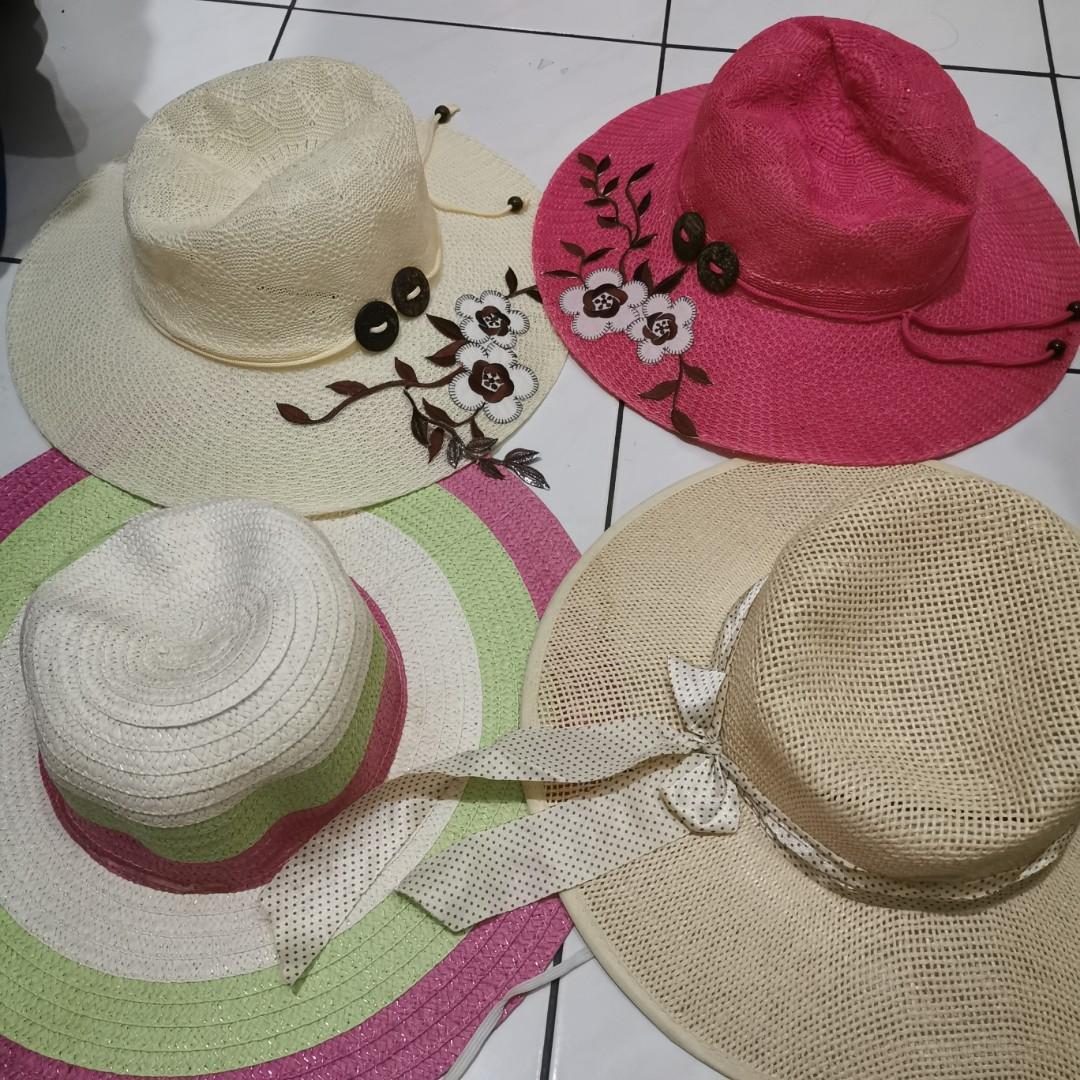summer hat topi pantai floral beach 