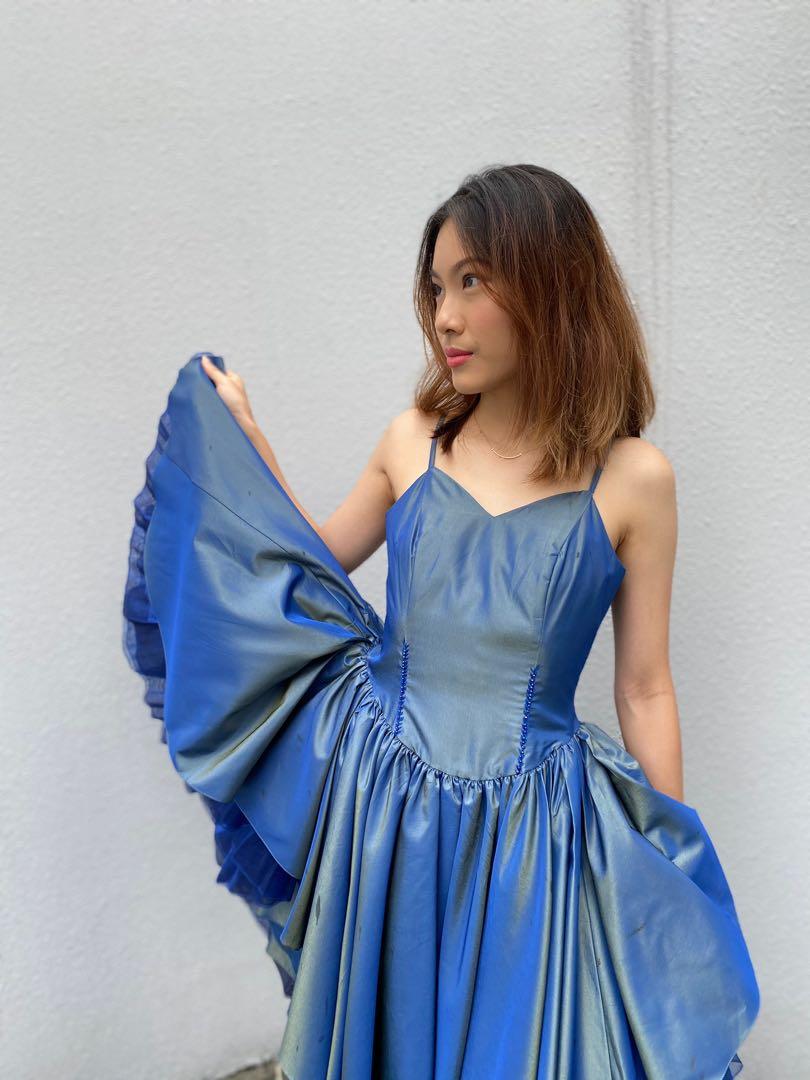 80s taffeta top prom dress