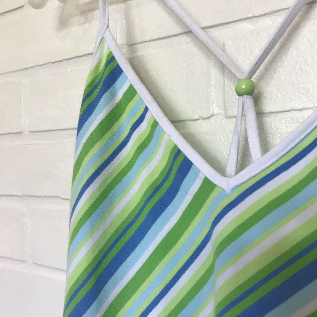 y2k Striped V-Neck Tank Top (Category: Sleeveless) located in Quezon City. Submitted by abbycries (Listing ID 1049632961, Image 3). Description: nationwide shipping, shouldered by buyer 100% of sales will be donated to fundraisers for victims of Typhoon Ulysses.