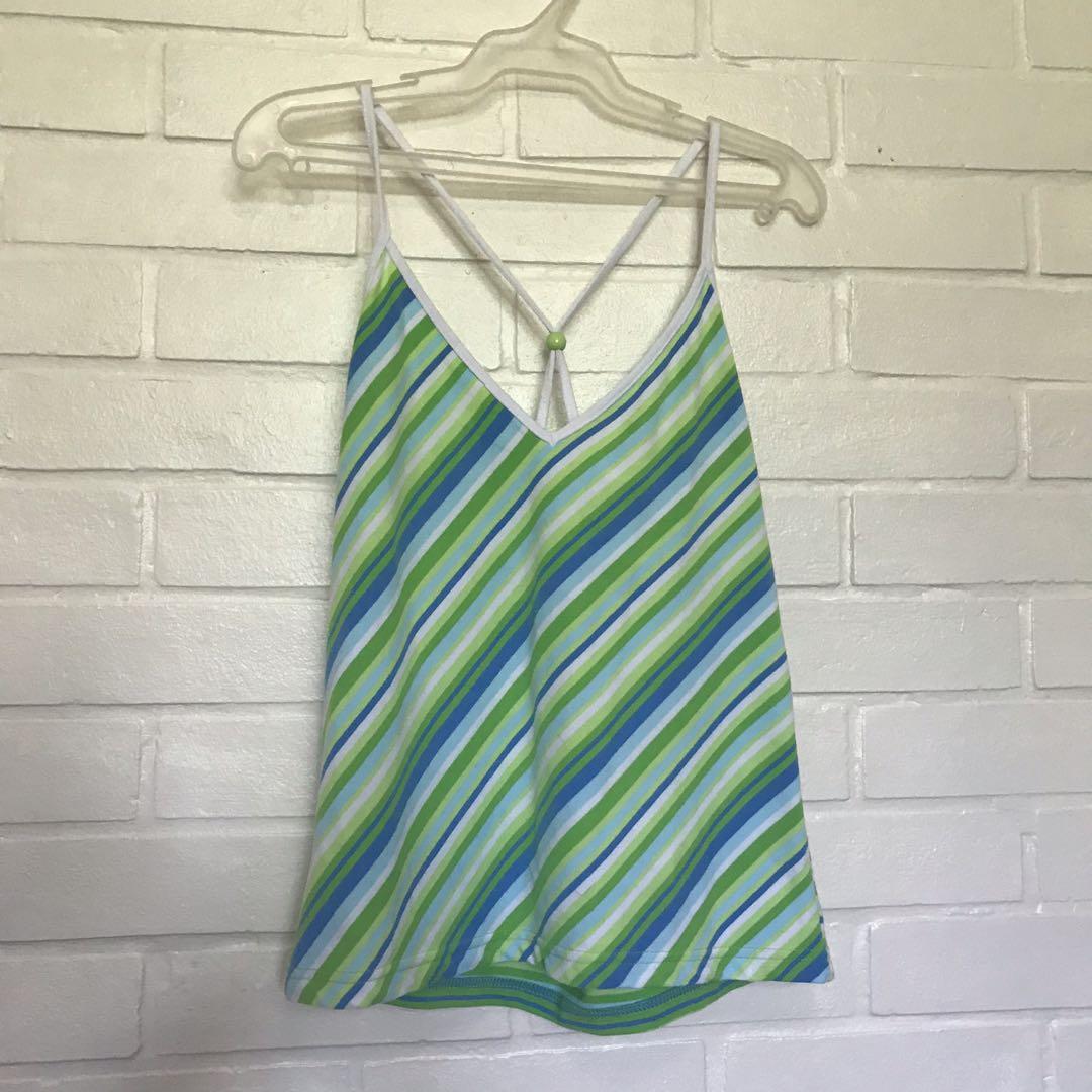 y2k Striped V-Neck Tank Top (Category: Sleeveless) located in Quezon City. Submitted by abbycries (Listing ID 1049632961, Image 1). Description: nationwide shipping, shouldered by buyer 100% of sales will be donated to fundraisers for victims of Typhoon Ulysses.