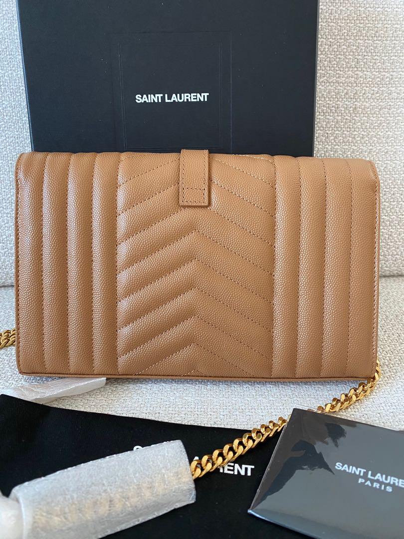 Saint Laurent Le Monogramme YSL Glossy Leather Wallet on a Chain