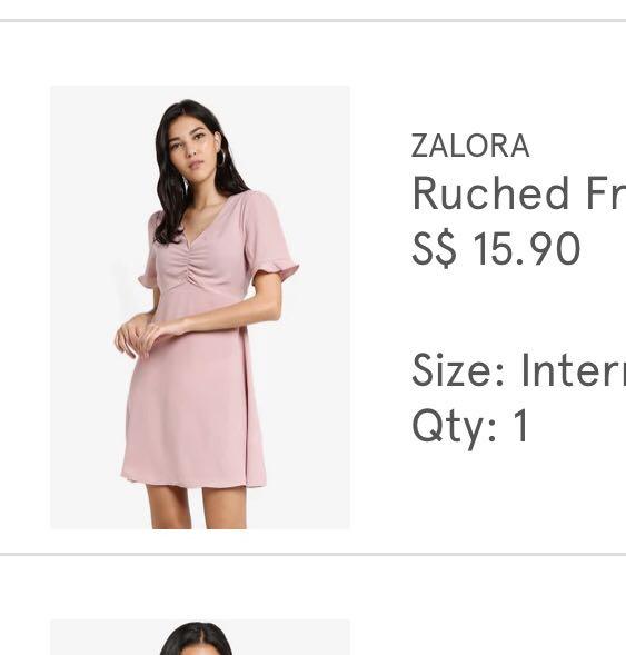 Zalora ruched front fit and flare dress pink Women s Fashion Tops Sleeveless on Carousell