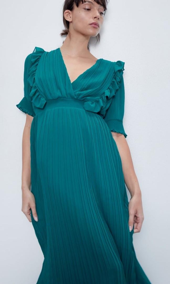 draped pleated dress zara Zara Ruched Pleated Dress Limited Edition S