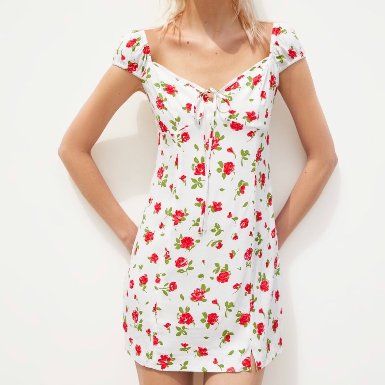 Zara Rose Print Floral Mini Dress ...