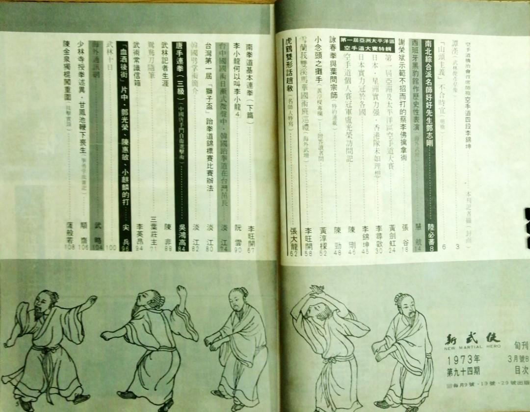 1973年新武俠武術雜誌94期李錦坤（空手道四段）封面（內頁詠春黃淳梁 