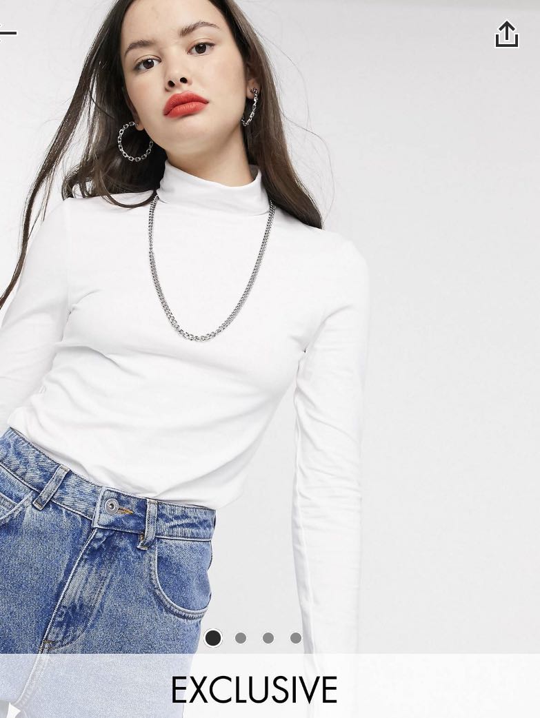 ASOS COLLUSION roll neck top in white 