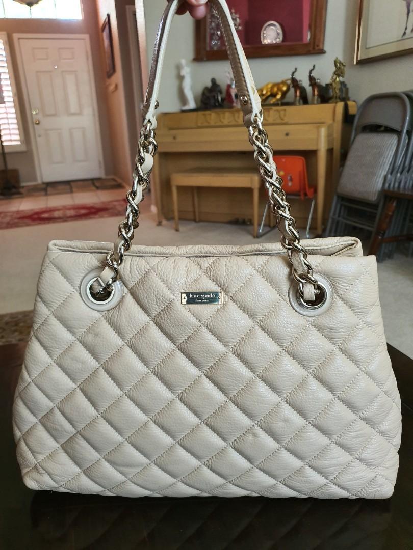 Auth Kate Spade Beige Quilted Leather shoulder bag, Luxury, Bags & Wallets  on Carousell
