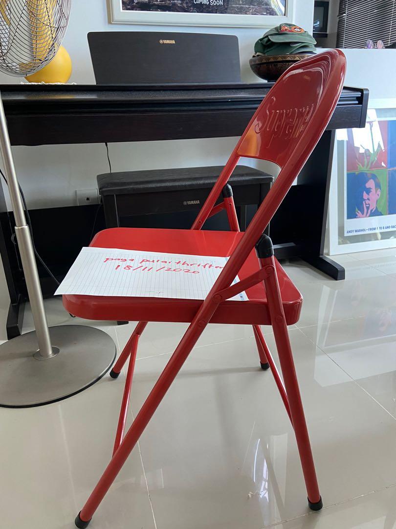 専用２つ supreme Metal Folding Chair RED 椅子 - 折り畳みイス