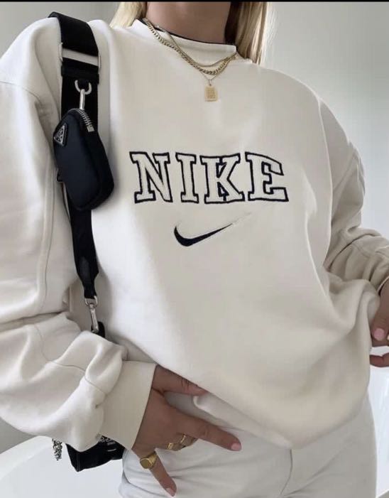 Reserved BNWT Nike Vintage Retro Spell out Hoodie Sweatshirt Cream, Men's Fashion, Coats, Jackets Outerwear on Carousell