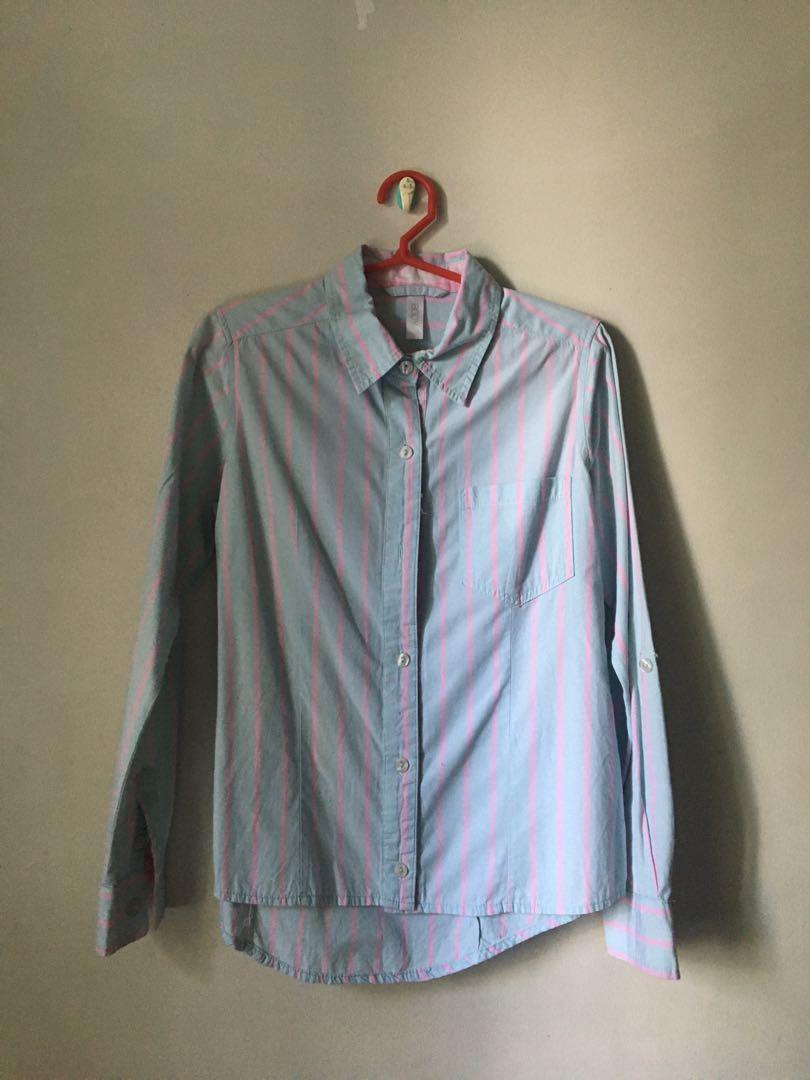 Long sleeve polo pastel color top