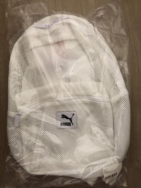 [Brand NEW] Puma mesh backpack in white, Women's Fashion, Bags