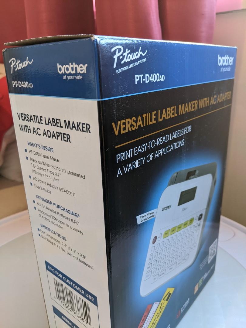 Brother PT-D400 AD Label Maker (Category: Printers, Scanners & Copiers) located in San Juan City. Submitted by derrick.sp (Listing ID 1049857022, Image 3). Description: Brother PT-D400AD Label Maker WITH AC adaptor *One of the higher-end and latest models *An absolute must-have for home, home-office, home-school, and kitchen organization *Perfect tool for your personalized sticker name tags *Brand new and sealed FEATURES: - Can be powered by an A