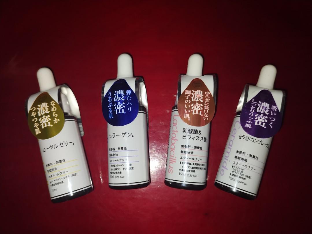 Daiso Facial Serum (Category: Face Care) located in Bacoor. Submitted by anag729 (Listing ID 1049790493, Image 1). Description: A drop type that's easy to adjust the amount of used. 4 types to choose from. 15ml 120 each 1.Royal Jelly Serum - Feels like it penetrates into your skin. The moisturizing effect of royal jelly makes your skin lustrous and smooth. 2. Collagen - Bouncing firm and dense moisturized skin 📌Recommended for those who need moi