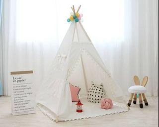 Children Canvas Lace Teepee Play Tent Washable