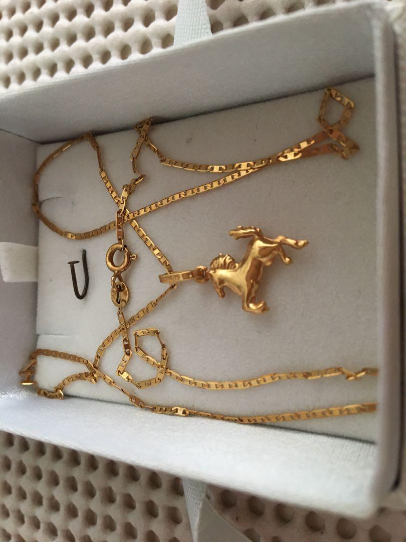 Italian Gold Karat world necklace and pendant