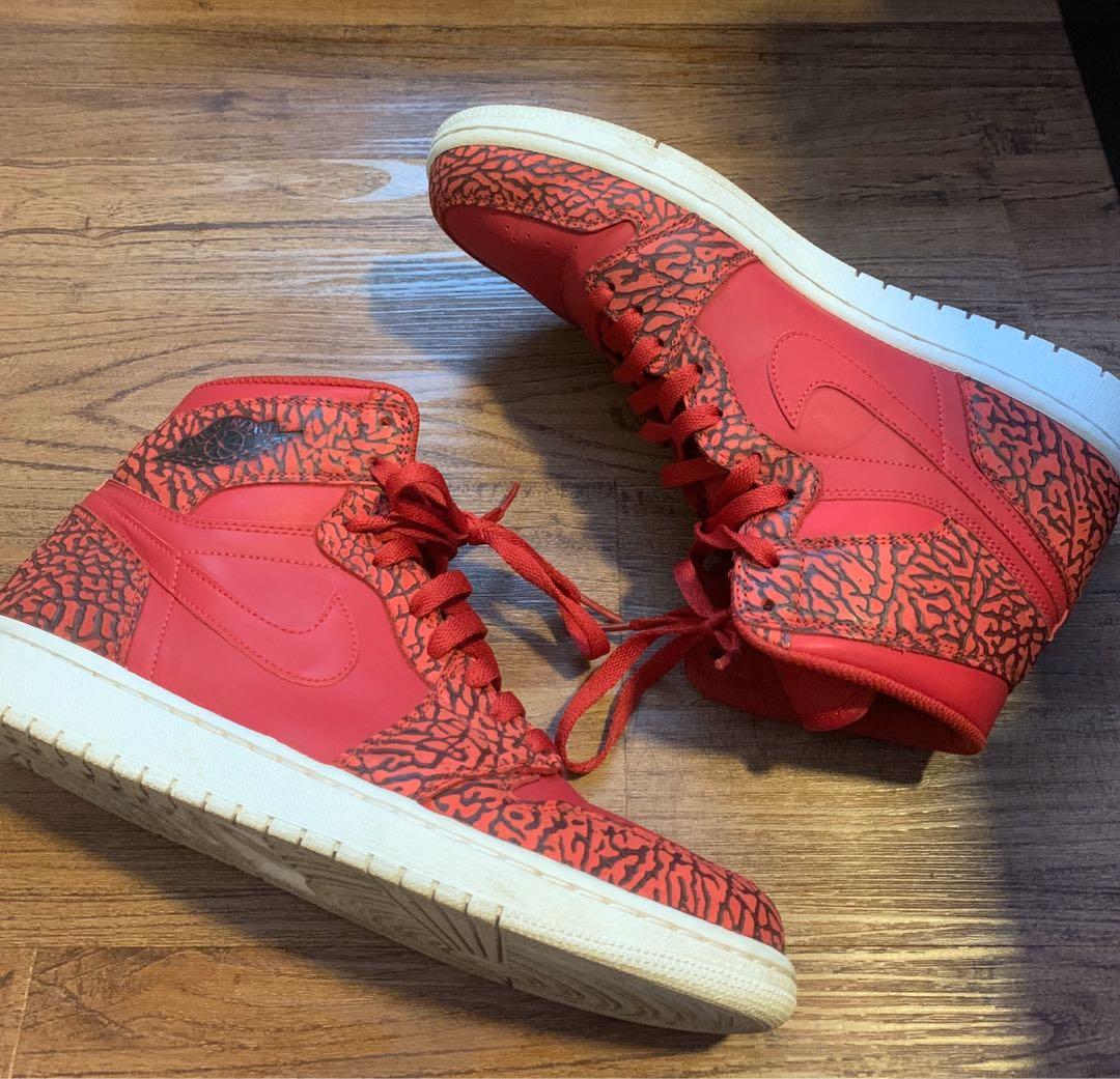 Air jordan 1 discount red elephant print