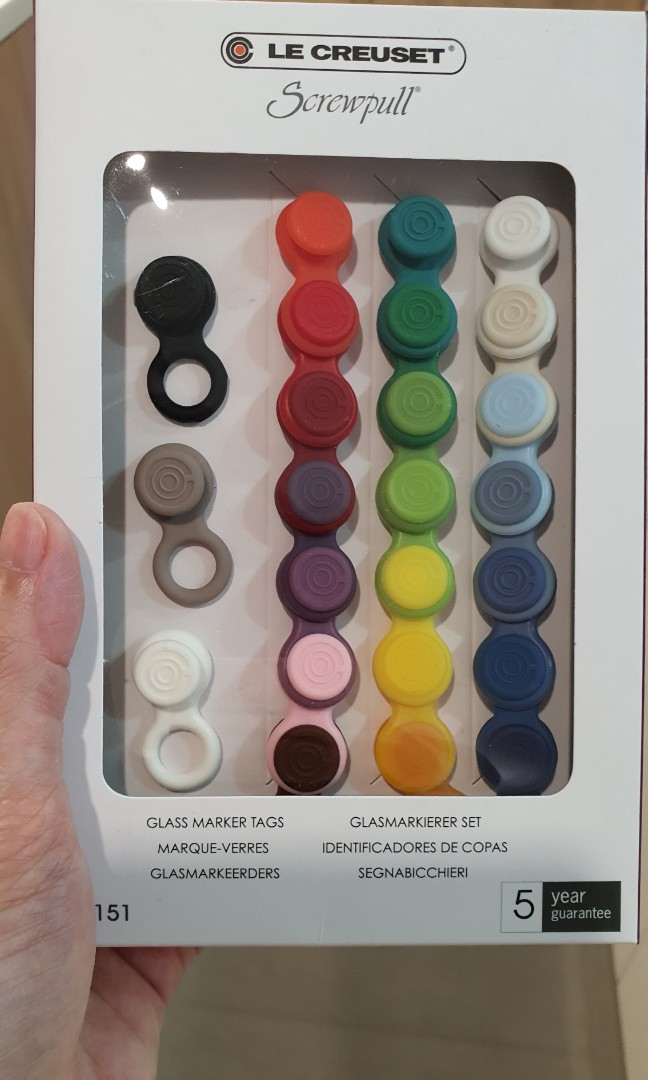 le creuset wine markers tags 24pcs pack home appliances kitchenware on carousell
