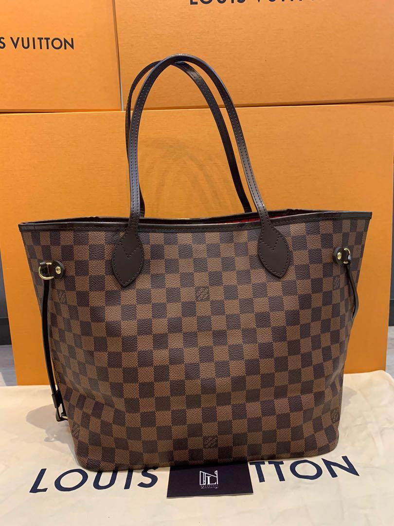 Louis Vuitton Neverfull Damier Ebene MM Cerise Lining - US