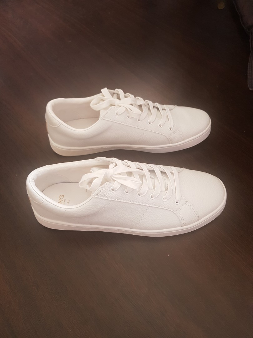 Mango Man Mono White Leather Sneakers 