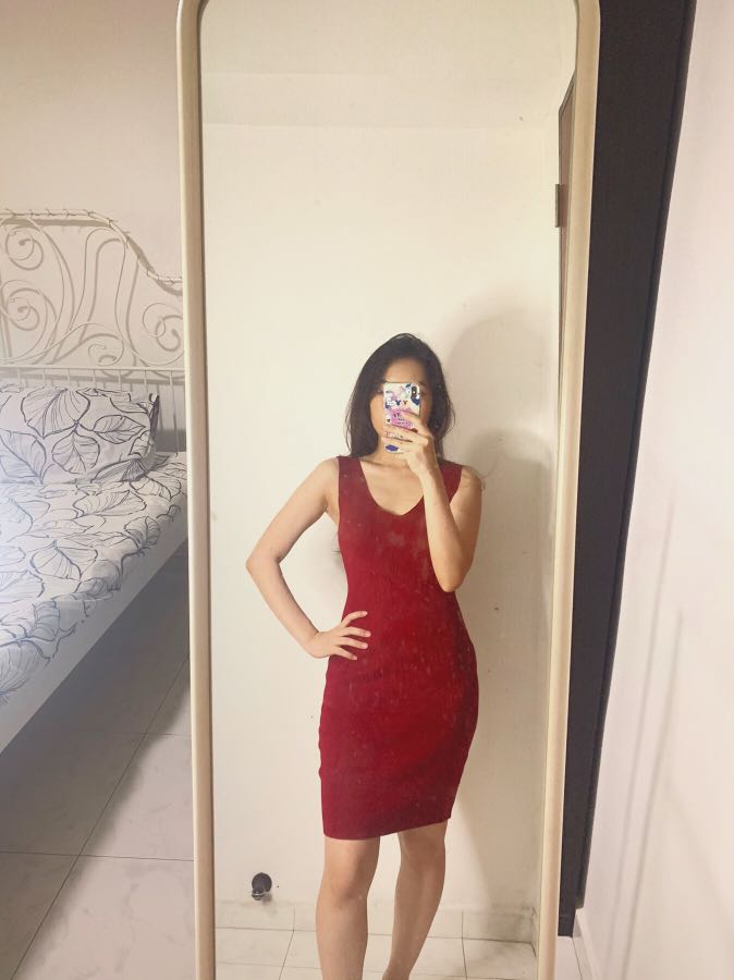 midi bodycon red dress