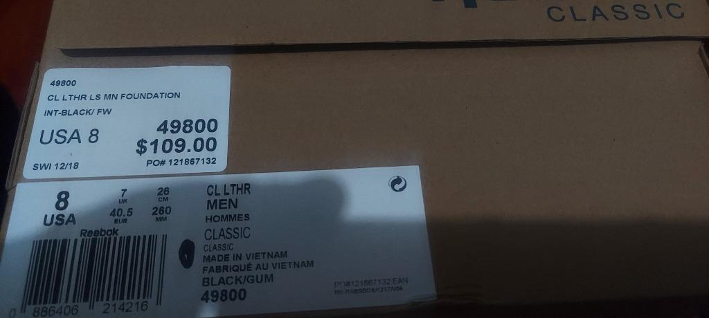 Reebok 49800 best sale cl lthr