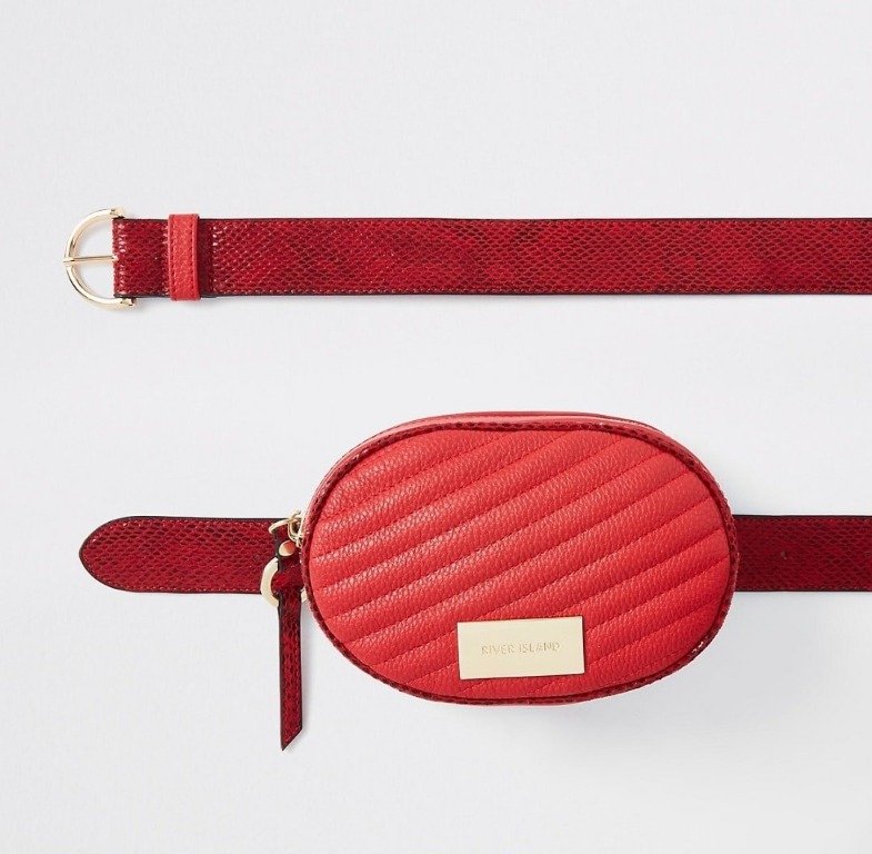 River Island Red quilted circle bum bag, Women's Fashion, Bags & Wallets, Crossbody Bags on