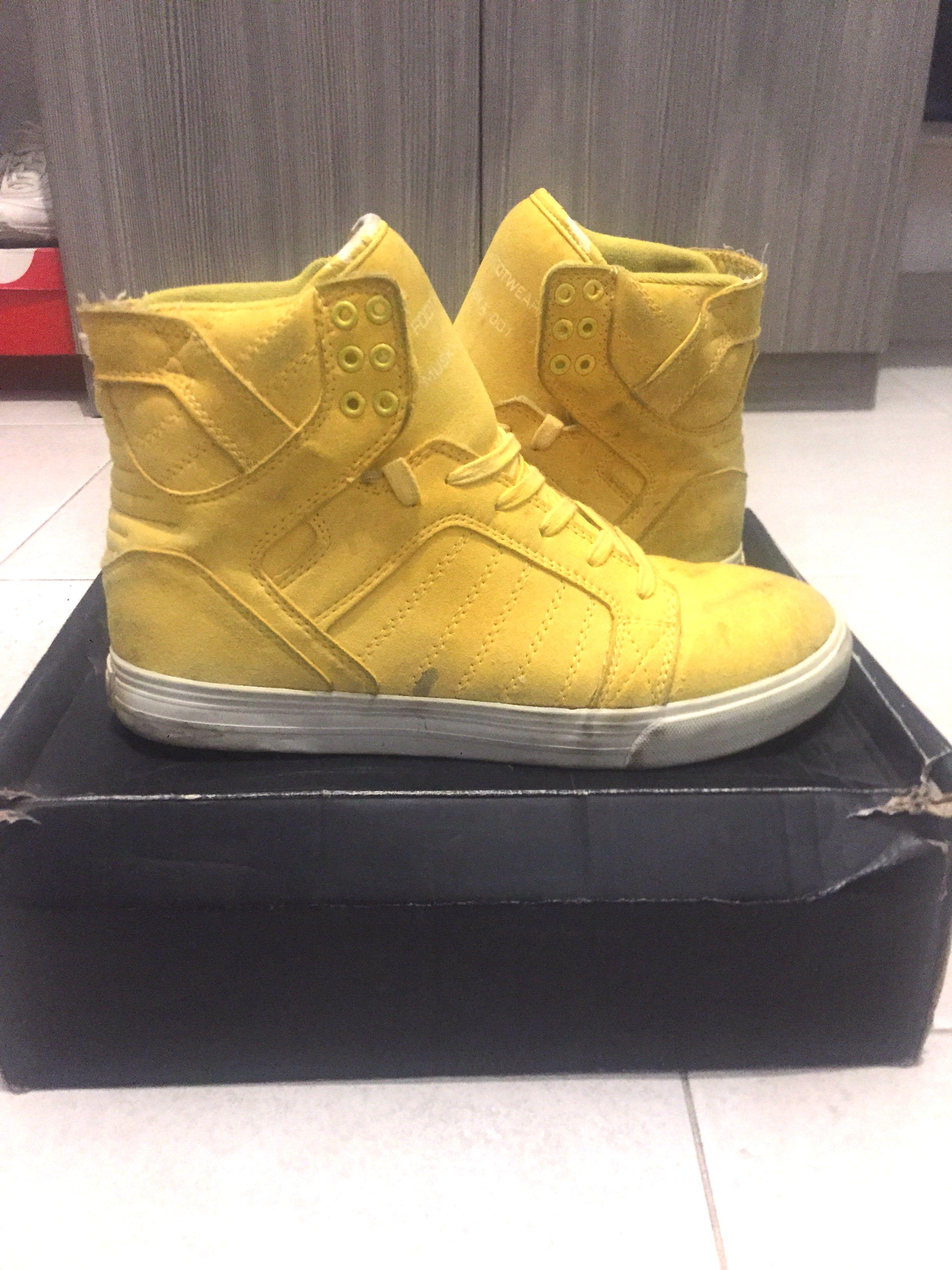 Supra Skytop Yellow Microfiber Fesyen Pria Sepatu Sneakers di