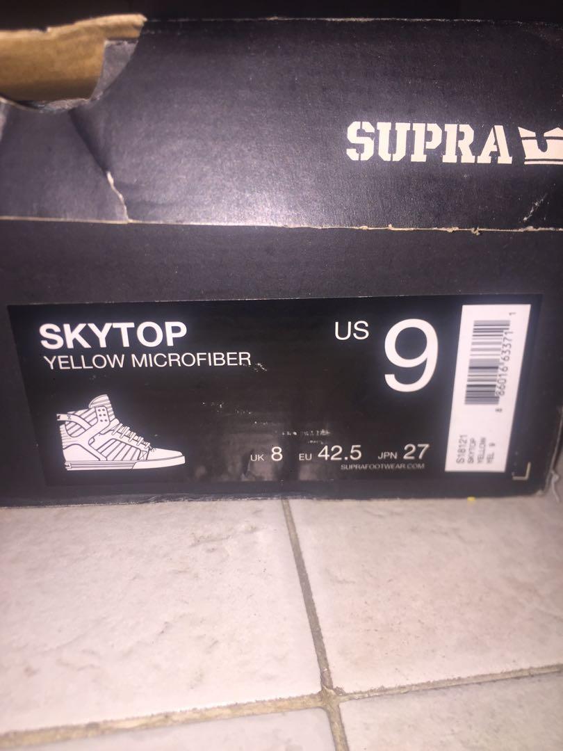 Supra skytop top yellow microfiber