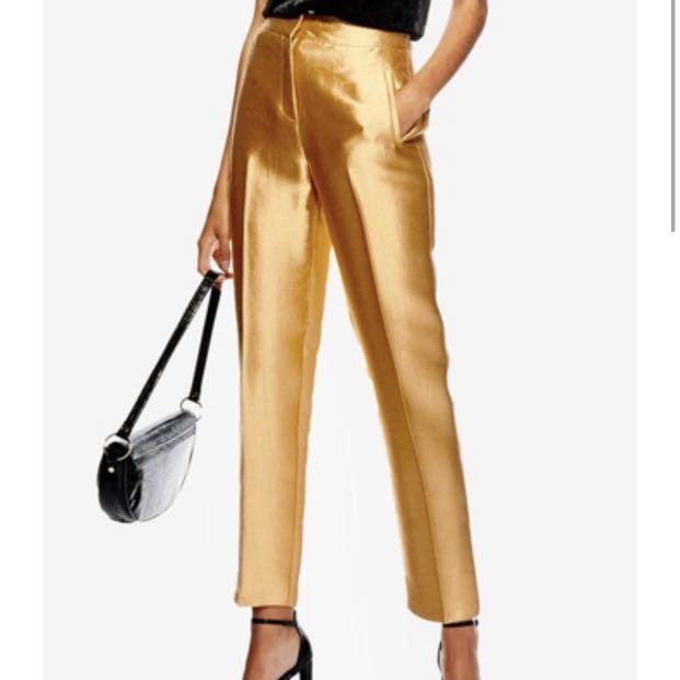 ROTATE BIRGER CHRISTENSEN Robyn Metallic Straight Leg Trousers | Lyst