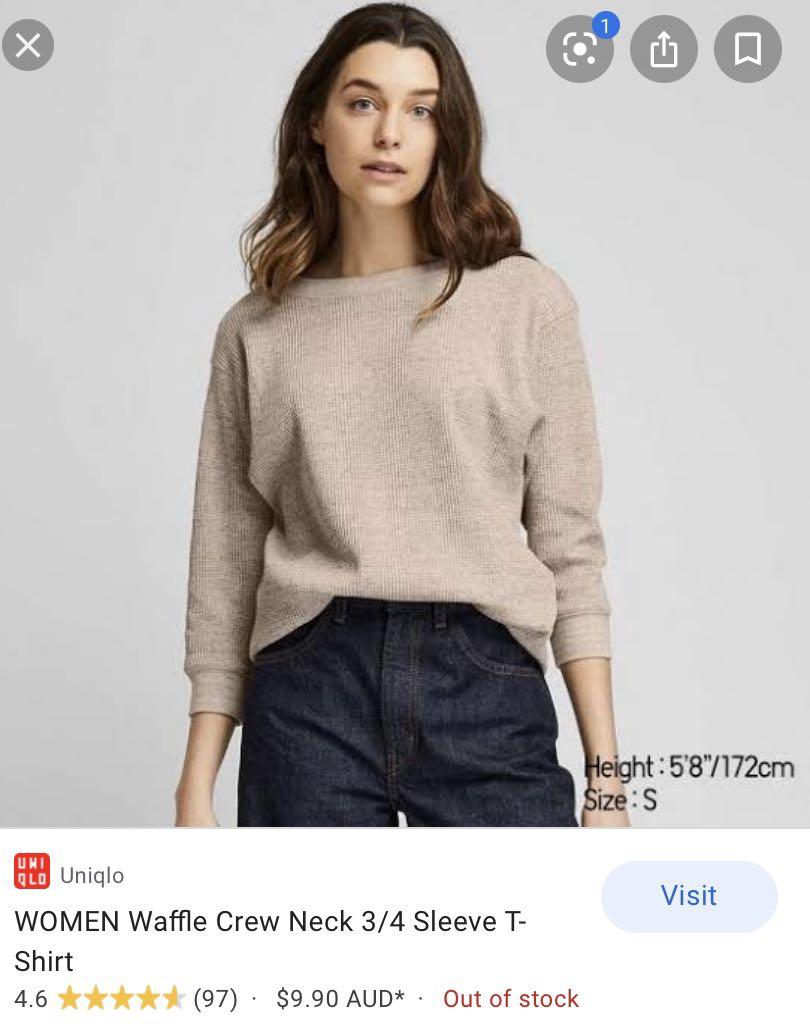 uniqlo waffle 3 4 sleeve