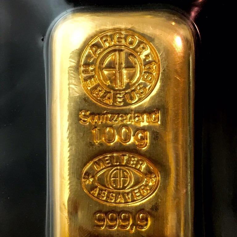 UOB 100g ArgorHeraeus 9999 Gold Cast Bar with receipt, Hobbies & Toys
