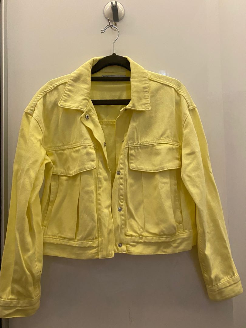 Zara Lemon Yellow Denim Jacket, Women's 