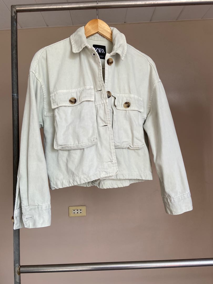 Zara pastel green denim jacket, Women's Fashion, Tops, Others Tops on