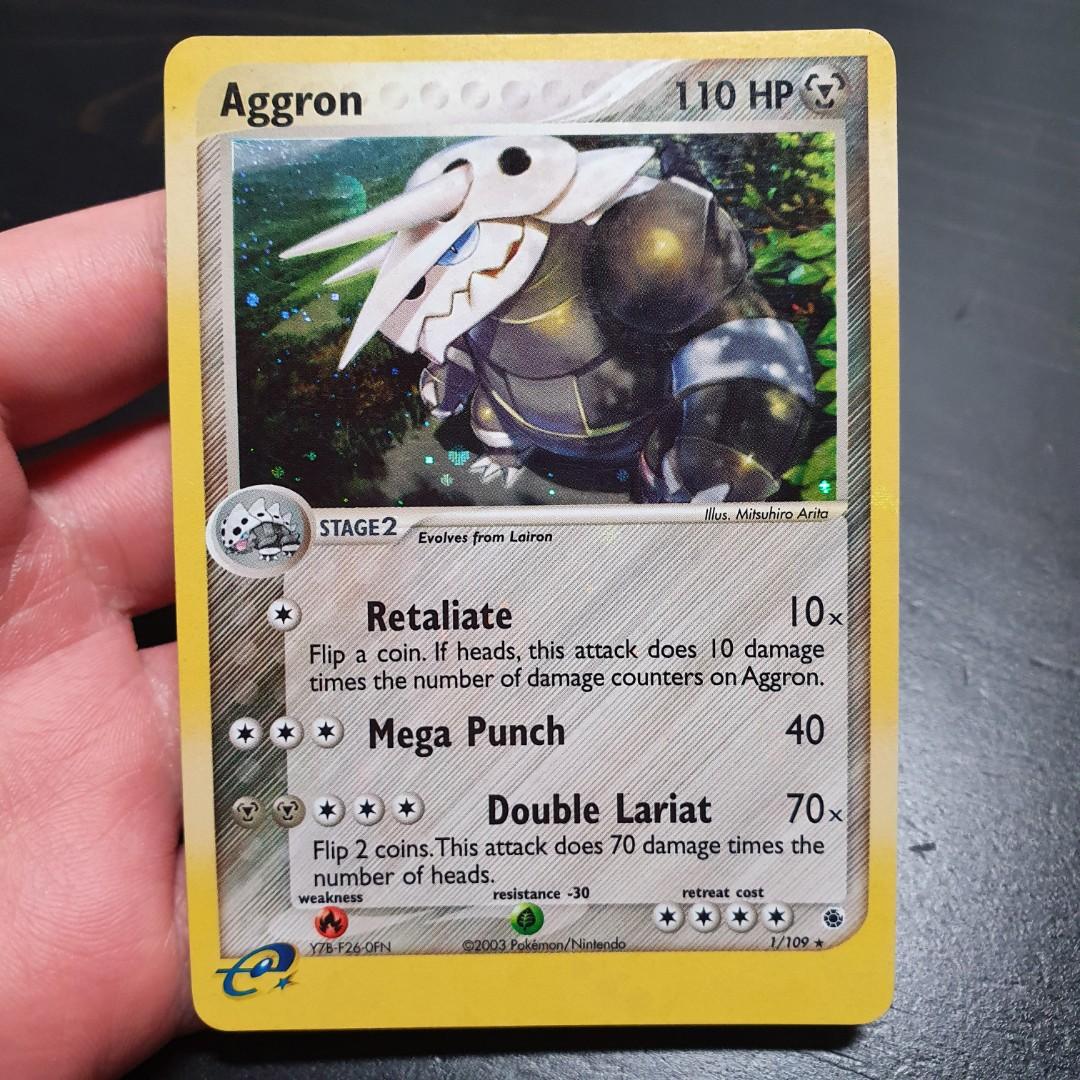 600 hp pokemon cards ERROR] Aggron EX - 93/160 - CGC 8 - Miscut - EX main image 1