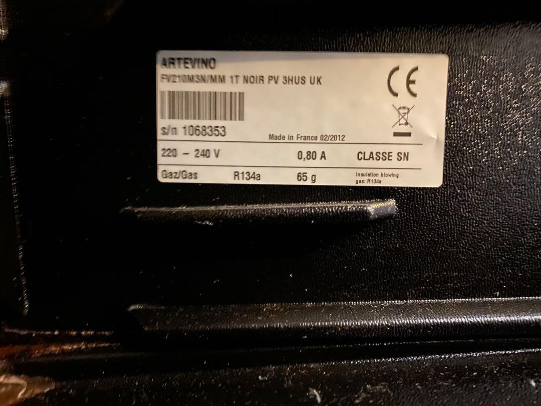 Artevino 215 bottle wine fridge, TV & Home Appliances, Kitchen Appliances, Wine Cellar & Storage