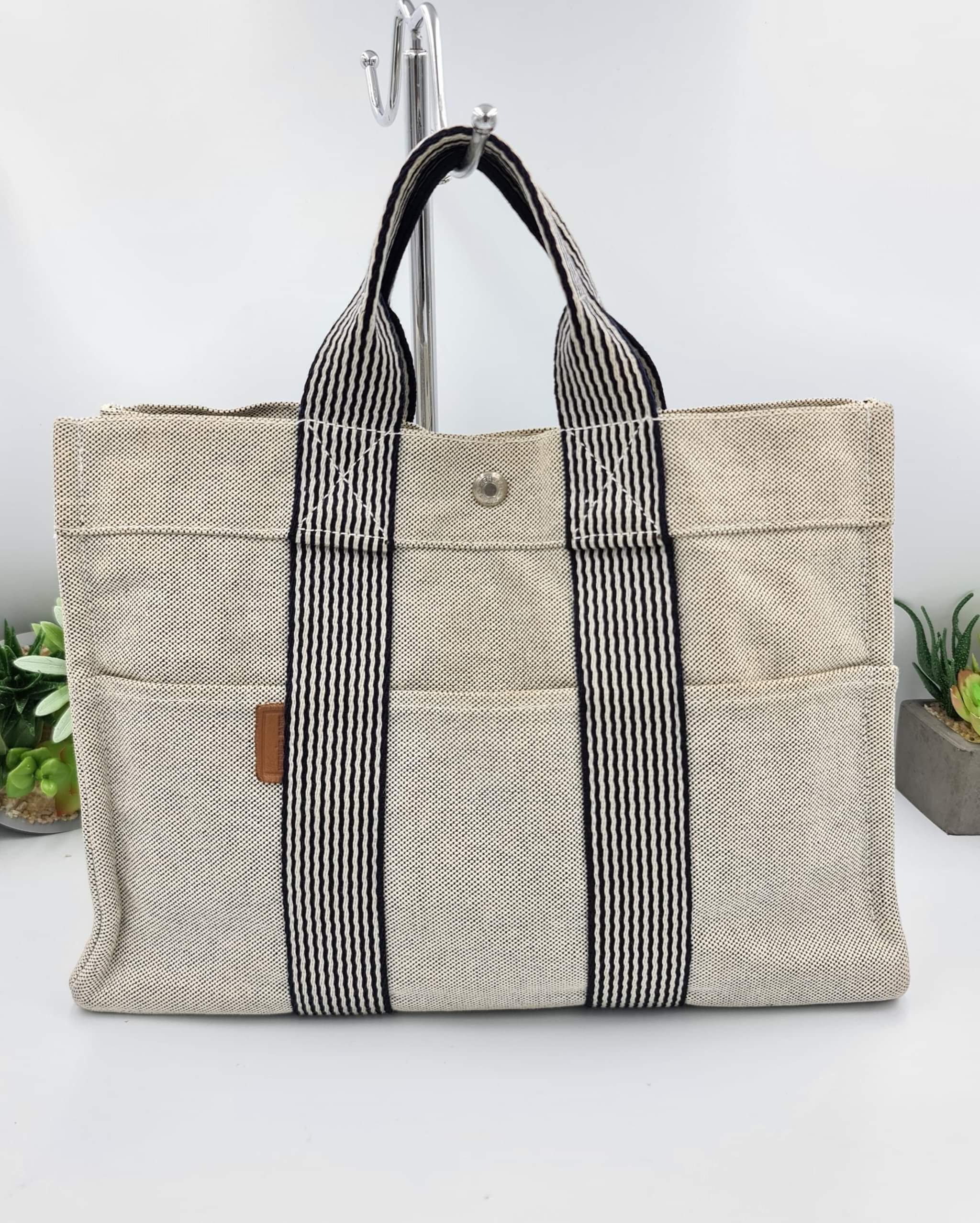 Hermes Herline Canvas Tote Bag, Luxury, Bags & Wallets on Carousell