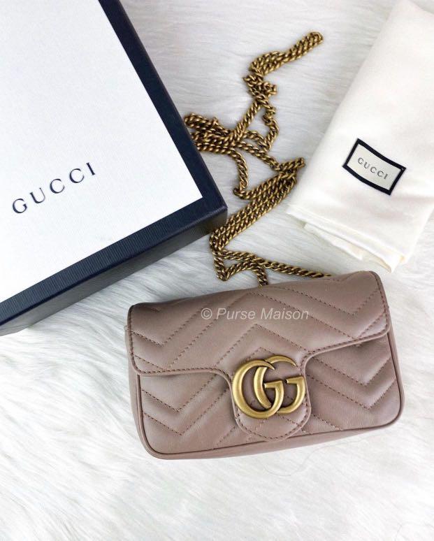 Brandnew Gucci Marmont super mini nude