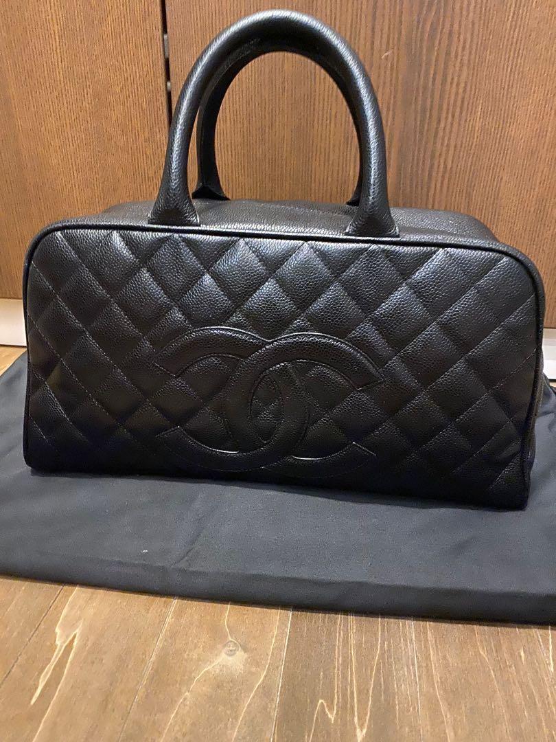 Chanel Black Quilted Caviar Leather Bowling Bag, Luxury, Bags