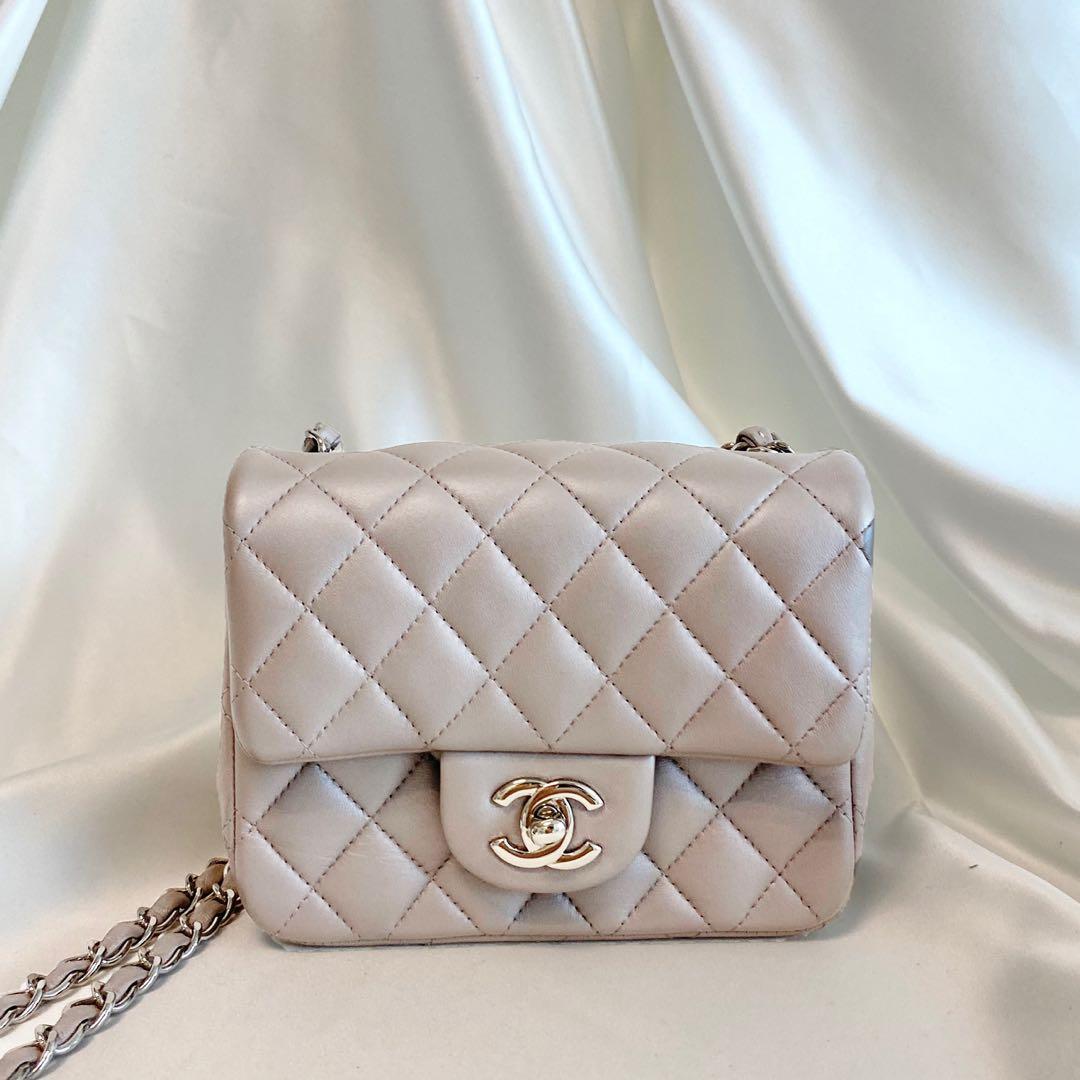 Chanel Timeless Square Mini Lamb Blue Iridescent